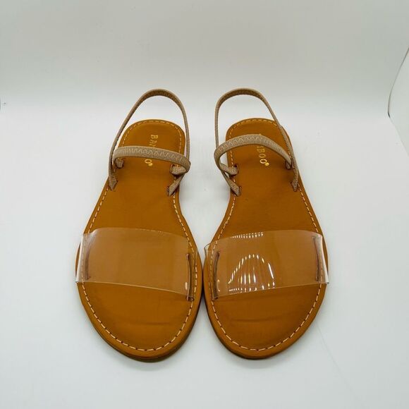 Bamboo Women's Summer Multi Strap Slingback Sandals Clear Beige Size 5.5 New - Picture 3 of 8